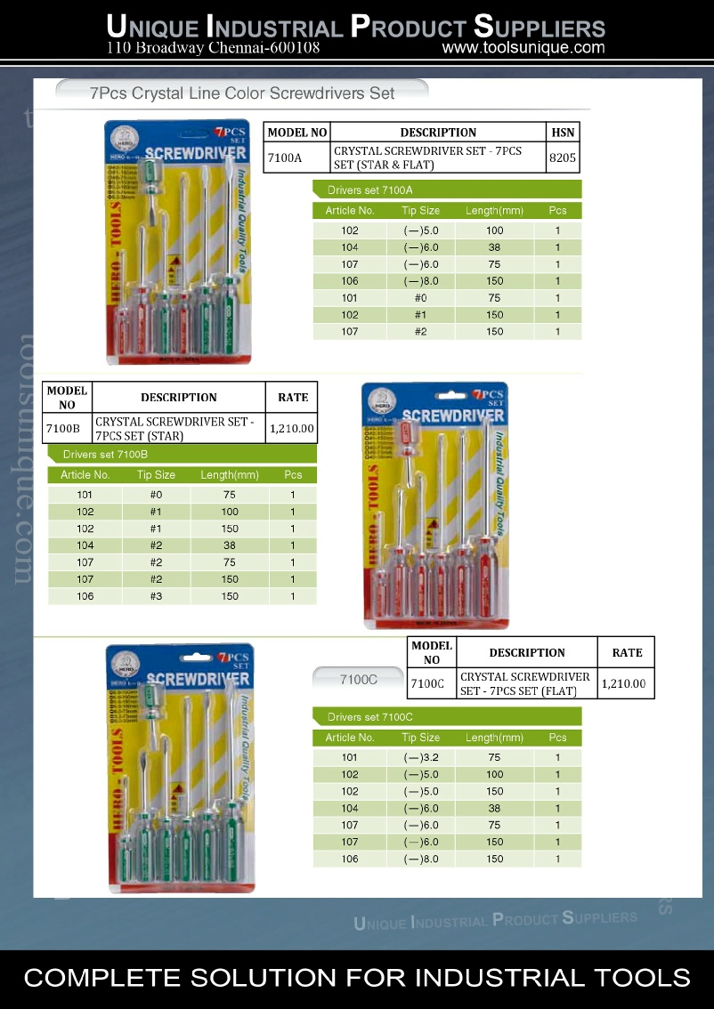 HERO HANDTOOLS -SCREW DRIVERS SET CHENNAI